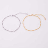 14k Gold PVD Ion Plated Tarnish Resistant Charm Bar Bracelet Figaro Italian Bracelet 2.5mm