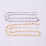 16" 14k Gold PVD Ion Plated Tarnish Resistant Necklace Charm Bar Necklace Rolo Oval Chain Necklace