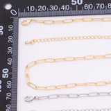 16" 14k Gold PVD Ion Plated Tarnish Resistant Charm Bar Necklace Paperclip Round Necklace 5x10mm