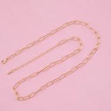 16" 14k Gold PVD Ion Plated Tarnish Resistant Charm Bar Necklace Paperclip Round Necklace 5x10mm