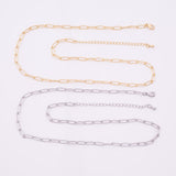 16" 14k Gold PVD Ion Plated Tarnish Resistant Charm Bar Necklace Paperclip Round Necklace 5x10mm