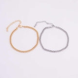 14k Gold PVD Ion Plated Tarnish Resistant Charm Bar Bracelet Cuban Curb bracelet 3.5mm