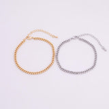 14k Gold pvd Ion Plated Tarnish Resistant Charm Bar Bracelet Cuban Curb bracelet 3.5mm