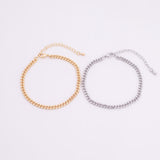 14k Gold PVD Ion Plated Tarnish Resistant Charm Bar Bracelet Cuban Curb bracelet 3.5mm