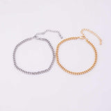 14k Gold pvd Ion Plated Tarnish Resistant Charm Bar Bracelet Cuban Curb bracelet 3.5mm