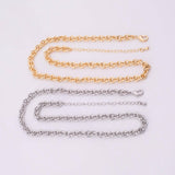 16" 14k Gold PVD Ion Plated Tarnish Resistant Necklace Charm Bar Necklace Round Chain Necklace 6x6.5mm