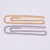 16" Cuban Chain Necklace 14k Gold PVD Ion Plated Tarnish Resistant Necklace Charm Bar Necklace Cuban Curb Chain Necklace 4.5mm