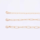 18" 14k Gold PVD Ion Plated Necklace Charm Bar Necklace Gold Paperclip Necklace Round 3 Size
