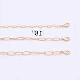 18" 14k Gold PVD Ion Plated Necklace Charm Bar Necklace Gold Paperclip Necklace Round 3 Size