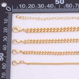 16" Cuban Chain necklace 14k Gold PVD Ion Plated Necklace Charm Bar Necklace Cuban Curb Chain Necklace 4 Size