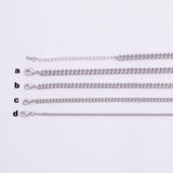 18" Cuban Chain necklace Silver Necklace Charm Bar Necklace Cuban Curb Chain Necklace 4 Size