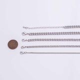 18" Cuban Chain necklace Silver Necklace Charm Bar Necklace Cuban Curb Chain Necklace 4 Size