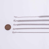 18" Cuban Chain necklace Silver Necklace Charm Bar Necklace Cuban Curb Chain Necklace 4 Size