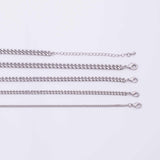 18" Cuban Chain necklace Silver Necklace Charm Bar Necklace Cuban Curb Chain Necklace 4 Size