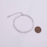 Charm Bar Bracelet 14k PVD Ion Plated Silver Bracelet Paperclip Chain 4x10mm