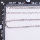 18" 14k PVD Ion Plated Necklace Charm Bar Necklace Sliver Oval 3.5x4mm