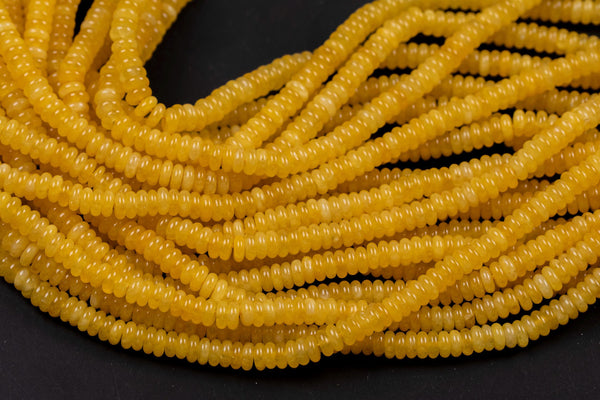 Yellow Jade- High Quality in Smooth Saucer Roundel, 2x6mm Flat Rondel 15 Inches Thin Roundel