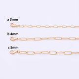 16" 14k Gold PVD Ion Plated Necklace Charm Bar Necklace Gold Paperclip Round Necklace 3 Sizes