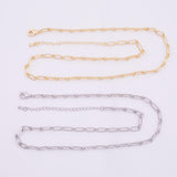 18" 18k Gold PVD Ion Plated Necklace Charm Bar Necklace Paperclip Long and Short Necklace 4mm