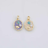 Enamel Flower Freshwater Charm 18K Gold Filled Charm for Charm Bar Bracelets Necklaces Charms Gold Filled Charms Minimalist CZ Pave