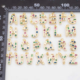 Alphabet letters ABC charm multicolor cz rhinestones 18k Gold Filled Charm Bar Bracelets and Necklaces Silver Pave CZ Minimalist Charms
