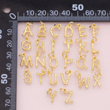 Alphabet letters ABC charm 18k Gold Filled Charm Bar Bracelets and Necklaces Silver Pave CZ Minimalist Charms
