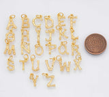 Alphabet letters ABC charm 18k Gold Filled Charm Bar Bracelets and Necklaces Silver Pave CZ Minimalist Charms