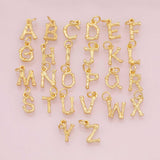 Alphabet letters ABC charm 18k Gold Filled Charm Bar Bracelets and Necklaces Silver Pave CZ Minimalist Charms