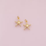 Starfish Star Fish charm Ocean Beach charm 18k Gold Filled Charm Bar Bracelets and Necklaces Silver Pave CZ Minimalist Charms
