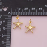 Starfish Star Fish charm Ocean Beach charm 18k Gold Filled Charm Bar Bracelets and Necklaces Silver Pave CZ Minimalist Charms