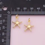 Starfish Star Fish charm Ocean Beach charm 18k Gold Filled Charm Bar Bracelets and Necklaces Silver Pave CZ Minimalist Charms