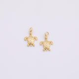 Sea Turtle charm Ocean Beach charm 18k Gold Filled Charm Bar Bracelets and Necklaces Silver Pave CZ Minimalist Charms