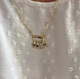 Ready to Wear and attach Charms - Charm bar necklace with charm screw clasp carabiner clasp 18K Gold Filled 18.5" Two Sizes