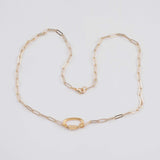 Ready to Wear and attach Charms - Charm bar necklace with charm screw clasp carabiner clasp 18K Gold Filled 18.5" Two Sizes