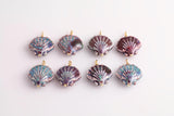Aqua Turquoise Ceramic Sea Shell Charm ceramic clam oyster shell charms handmade painted porcelain necklace bracelet jewelry making supply
