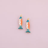 Colorful Fish Charm enamel charm 18k Gold Filled Charm Bar Bracelets and Necklaces Silver Pave CZ Minimalist Charms