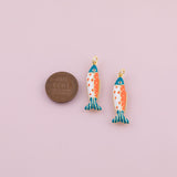 Colorful Fish Charm enamel charm 18k Gold Filled Charm Bar Bracelets and Necklaces Silver Pave CZ Minimalist Charms