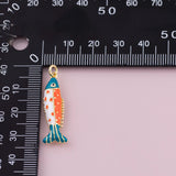 Colorful Fish Charm enamel charm 18k Gold Filled Charm Bar Bracelets and Necklaces Silver Pave CZ Minimalist Charms