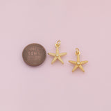 Starfish star fish charm Ocean Beach charm 18k Gold Filled Charm Bar Bracelets and Necklaces Silver Pave CZ Minimalist Charms