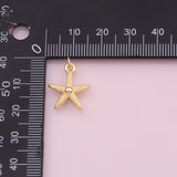 Starfish star fish charm Ocean Beach charm 18k Gold Filled Charm Bar Bracelets and Necklaces Silver Pave CZ Minimalist Charms