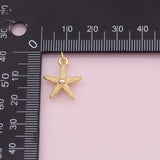 Starfish star fish charm Ocean Beach charm 18k Gold Filled Charm Bar Bracelets and Necklaces Silver Pave CZ Minimalist Charms
