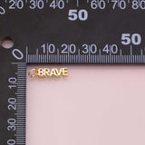 BRAVE word charm 18k Gold Filled Charm Bar Bracelets and Necklaces Silver Pave CZ Minimalist Charms