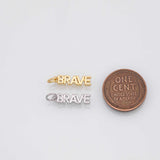 BRAVE word charm 18k Gold Filled Charm Bar Bracelets and Necklaces Silver Pave CZ Minimalist Charms