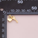 Key and heart lock charm 18k Gold Filled Charm Bar Bracelets and Necklaces Silver Pave CZ Minimalist Charms