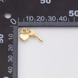 Key and heart lock charm 18k Gold Filled Charm Bar Bracelets and Necklaces Silver Pave CZ Minimalist Charms