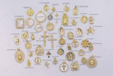 18K gold filled charms charm religious christian - crosses crucifix catholic jesus mary maria saint benedict san benito cross angel 14/20 gf