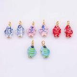 Ceramic Fish Charm Gold Filled Colorful ceramic charms handmade painted porcelain vintage necklace bracelet jewelry supply