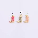 Cowboy Cowgirl Boots Western Charm 9x15mm 18K Gold Filled for Charm Bar Bracelets and Necklaces White Gold Silver Pave CZ Minimalist Charms