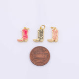 Cowboy Cowgirl Boots Western Charm 9x15mm 18K Gold Filled for Charm Bar Bracelets and Necklaces White Gold Silver Pave CZ Minimalist Charms