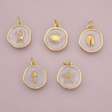 Enamel Ocean beach charm selection fish clam shell puka star fish 18K Gold Filled for Charm Bar Bracelets and Necklaces CZ Minimalist Charms